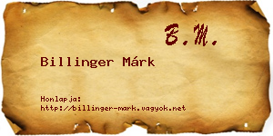 Billinger Márk névjegykártya